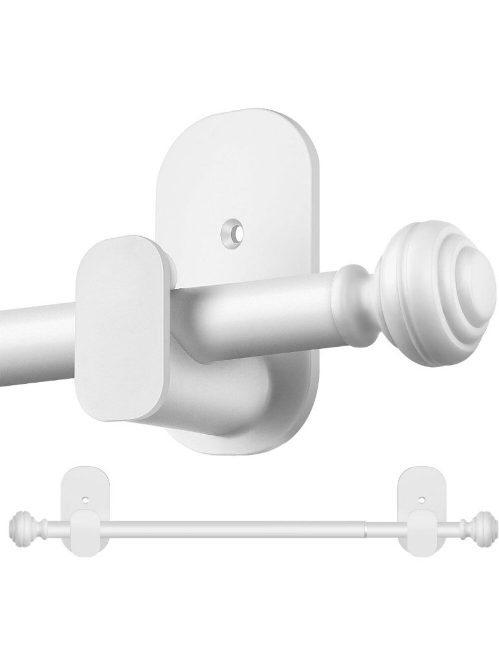Adjustable No-Drill White Curtain Rod 32-58 Inches - Renter-Friendly Home Decor